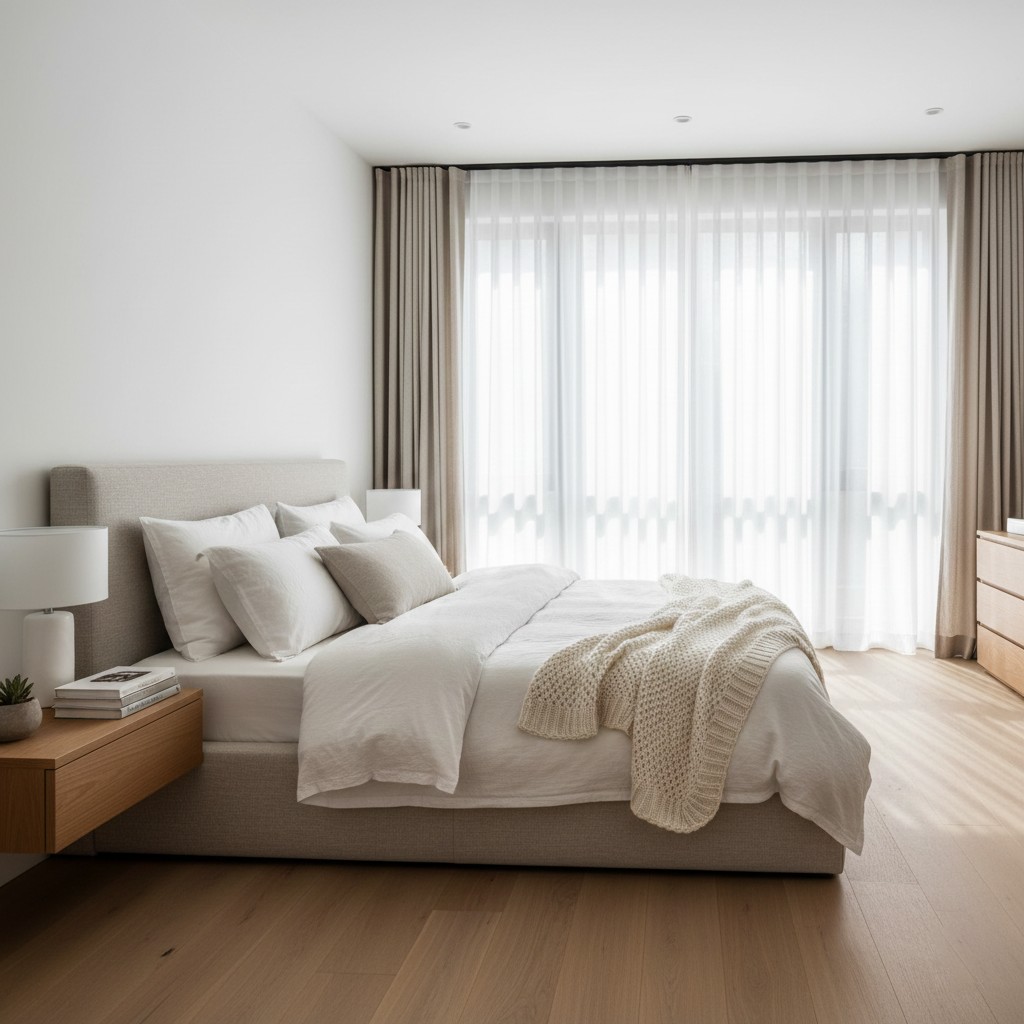 Elegant bedroom window treatment